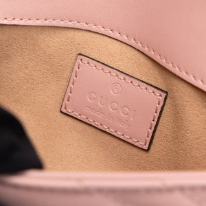 GUCCI SUPER MINI GG MARMONT PINK CALFSKIN LEATHER TONAL ENAMELLED HARDWARE