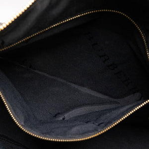 BURBERRY SMALL LEDBURY HOBO SATCHEL BLACK GRAINED CALFSKIN LEATHER GHW
