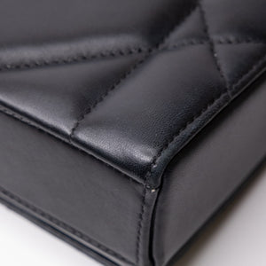 CHRISTIAN DIOR 30 MONTAIGNE CHAIN TOP HANDLE BAG LAMBSKIN LEATHER DARK SILVER HARDWARE