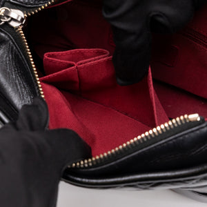 CHANEL GABRIELLE HOBO BAG BLACK CALFSKIN LEATHER MULTICOLORED HARDWARE