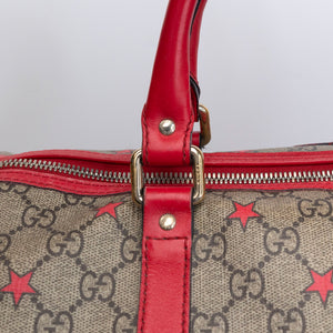 GUCCI GG SUPREME MEDIUM JOY BOSTON BAG BEIGE / RED GHW