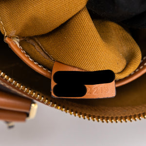 CELINE SMALL BOSTON BAG TRIOMPHE CANVAS/ CALFSKIN TAN GHW