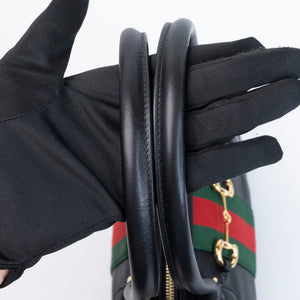GUCCI BORSETTO MEDIUM LEATHER SHOULDER BAG BLACK GHW