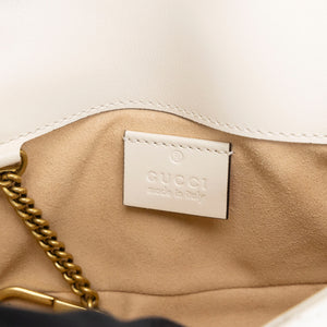 GUCCI GG MARMONT SUPER MINI BAG MATELASSE WHITE BRUSHED GHW