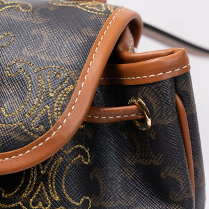 CELINE MINI BACKPACK FOLCO TRIOMPHE CANVAS / CALFSKIN BLACK GHW