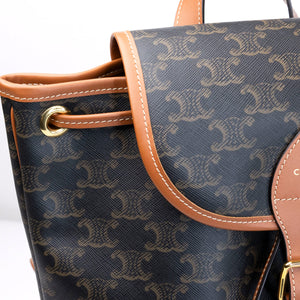 CELINE MEDIUM BACKPACK FOLCO IN TOILE TRIOMPHE CANVAS / CALFSKIN GHW