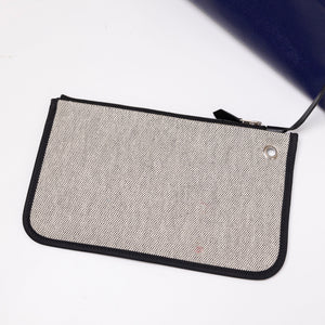 HERMES HERBAG 31 ZIP BAG TOLIE H BERLINE CANVAS / VACHE HUNTER BLUE ENCRE / BLACK SHW STAMP C