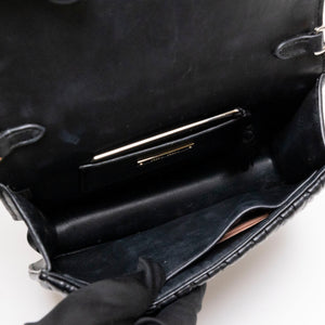 MIUMIU CRYSTAL MATELASSE LEATHER TOP HANDLE BAG BLACK SHW