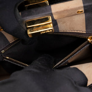 FENDI MINI PEEKABOO BAG DARK BROWN CALFSKIN LEATHER GHW