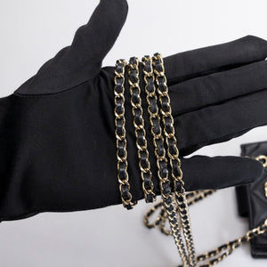 CHANEL QUILTED SUPER MINI TOTE WITH CHAIN BLACK LAMBSKIN LGHW