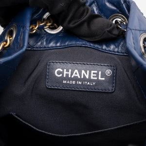 CHANEL SMALL GABRIELLE BACKPACK AGED CALFSKIN NAVY BLUE / BLACK RUTHENIUM HARDWARE