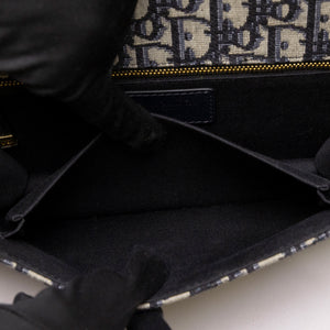 CHRISTIAN DIOR 30 MONTAIGNE EAST WEST BAG WITH CHAIN OBLIQUE JACQUARD BLUE GHW