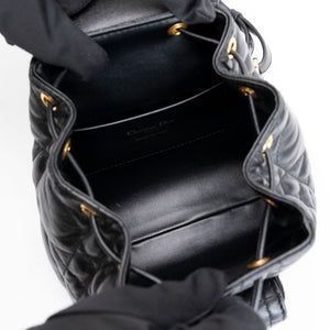 CHRISTIAN DIOR SMALL DIOR CARO BACKPACK BLACK MACROCANNAGE LAMBSKIN GHW