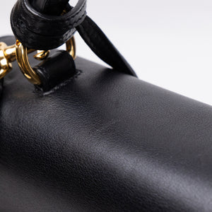 SAINT LAURENT SAC MOUJIK TOP HANDLE BLACK GRAINED LEATHER GHW