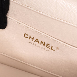 CHANEL 25S MINI COCO CRUSH HANDLE BAG CAVIAR BEIGE LGHW(MICROCHIP)