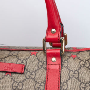 GUCCI GG SUPREME MEDIUM JOY BOSTON BAG BEIGE / RED GHW