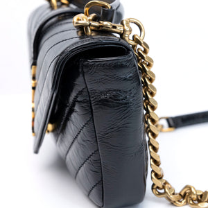 SAINT LAURENT COLLEGE SHOULDER BAG BLACK CALFSKIN LEATHER GHW