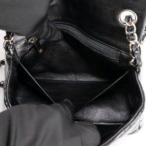 CHANEL MINI SQUARE FLAP BAG BLACK PATENT LEATHER SHW (MICROCHIP)
