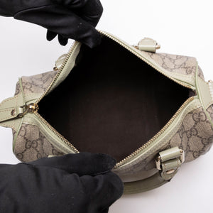 GUCCI GG MONOGRAM MINI JOY BOSTON BAG BEIGE / GREEN GHW