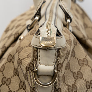GUCCI GG CANVAS SUKEY OFF-WHITE TOP HANDLE BAG GHW