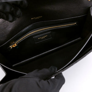 SAINT LAURENT GABY QUILTED SATCHEL BAG BLACK LAMBSKIN LEATHER GHW