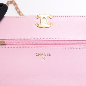 CHANEL 24S TOP HANDLE WALLET ON CHAIN PINK LAMBSKIN GHW