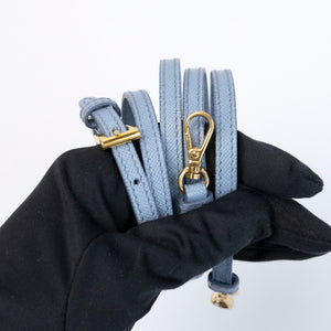 PRADA SAFFIANO LUX LEATHER MINI BAG BLUE GHW