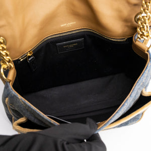 SAINT LAURENT MEDIUM NIKKI SHOULDER BAG DENIM BLUE / CINNAMON GHW