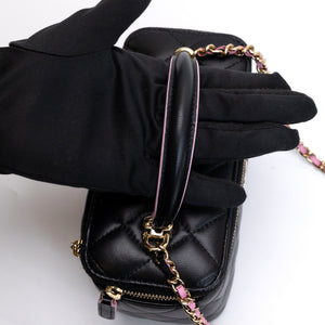 CHANEL 23P VANITY TOP HANDLE LAMBSKIN LEATHER BLACK BAG