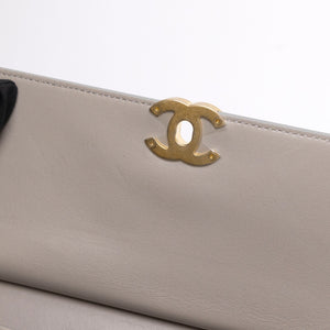 CHANEL COCO LUXE FLAP BAG GREY LAMBSKIN LEATHER GHW
