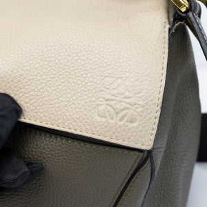LOEWE MEDIUM PUZZLE BAG CALFSKIN OAT KHAKI GREEN GHW