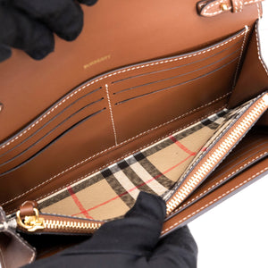 BURBERRY HANNAH WALLET ON CHAIN CALFSKIN / CANVAS GHW