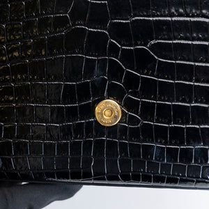 SAINT LAURENT SMALL KATE BAG WITH TASSEL CROC-EMBOSSED LEATHER BLACK GHW