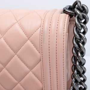 CHANEL MEDIUM LEBOY LIGHT PINK CALFSKIN LEATHER SHW
