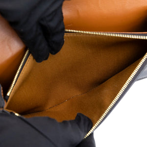 CELINE DOUBLE FLAP TRIOMPHE CANVAS WALLET ON STRAP GHW
