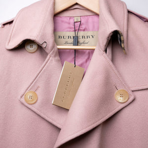 BURBERRY CASHMERE TRENCH KENSINGTON COAT PINK SIZE 36