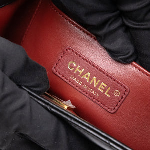 CHANEL GOLD CRUSH MINI FLAP BAG BLACK CALFSKIN LEATHER GHW (MICROCHIP)