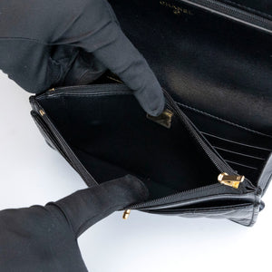 CHANEL LETTER LOGO TOP HANDLE WALLET ON CHAIN LAMBSKIN BLACK GHW (MICROCHIP)