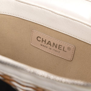 CHANEL RAFFIA SMALL VANITY CASE BAG BEIGE/ WHITE LEATHER WITH WICKER SHW