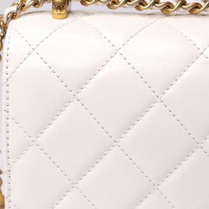 CHANEL 24C GOLD CRUSH MINI FLAP BAG WHITE CALFSKIN GHW (MICROCHIP)