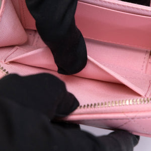 CHANEL CC CHAIN HANDLE ZIP AROUND VANITY MINI CASE PINK LAMBSKIN GHW
