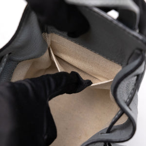 LOEWE MINI HAMMOCK DRAWSTRING BAG GREY GRAINED CALFSKIN LEATHER SHW