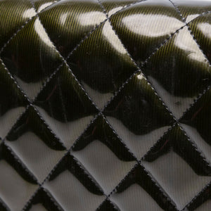 CHANEL MAXI CLASSIC DOUBLE FLAP BAG OLIVE GREEN QUILTED PATENT LEATHER SHW