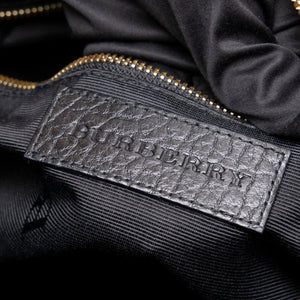 BURBERRY SMALL LEDBURY HOBO SATCHEL BLACK GRAINED CALFSKIN LEATHER GHW