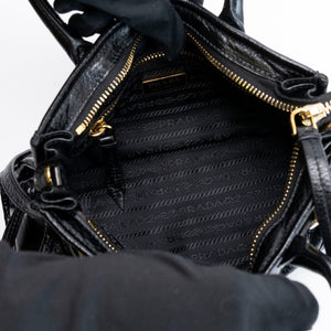 PRADA MINI BONNIE HANDBAG BLACK CALFSKIN GHW