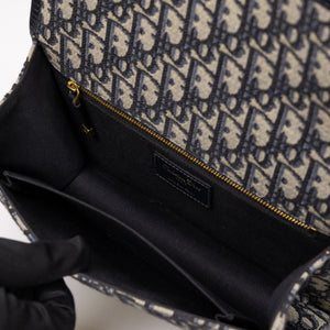 CHRISTIAN DIOR 30 MONTAIGNE CHAIN BAG OBLIQUE JACQUARD BLUE GHW