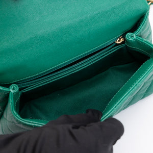 CHANEL SMALL COCO HANDLE CAVIAR GREEN LGHW