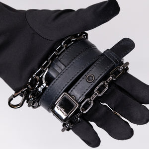 CHRISTIAN DIOR 30 MONTAIGNE CHAIN TOP HANDLE BAG LAMBSKIN LEATHER DARK SILVER HARDWARE