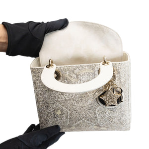 CHRISTIAN DIOR AROUND THE WORLD SMALL MY ABCDIOR LADY DIOR TOTE BAG WHITE GOLD CALFSKIN GHW