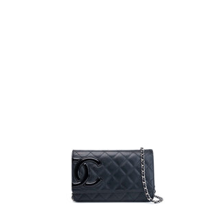 CHANEL CAMBON WALLET ON CHAIN BLACK CALFSKIN SHW